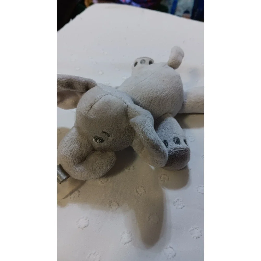 Lot (4) 3 Elephant Loveys Security Blanket 1 Elephant Paci Holder Gray Pink Blue